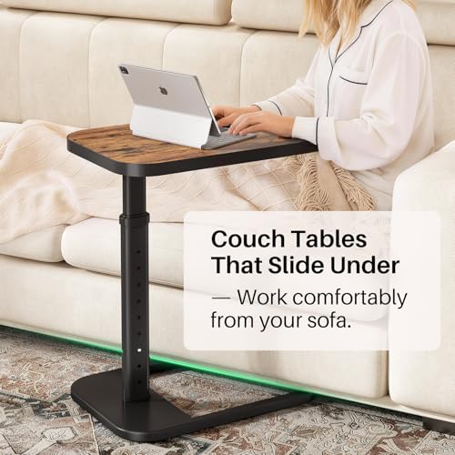 Adjustable C-Shaped End Table - 9-Level Height Side Table for Couch