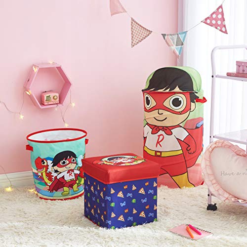 3-Piece Kids Collapsible Storage Set: Ottoman, Bin and Pop-Up Hamper