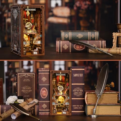 DIY Wooden Book Nook Kit - Miniature Private Library with LED & Dust Cover