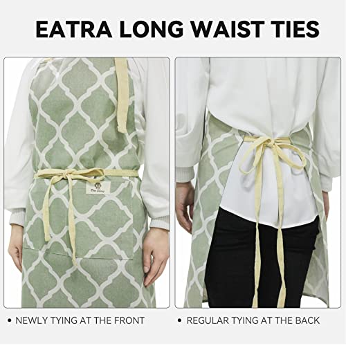 2-Piece Waterproof Cotton Linen Apron Set with Pockets and Adjustable Strap