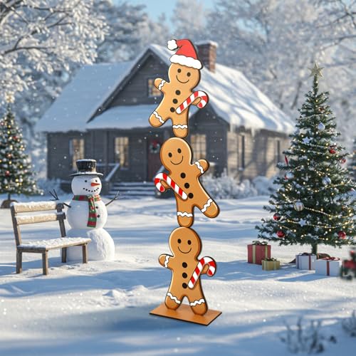 Large Outdoor Christmas Gingerbread Decorations - Set of 3, 59 Inches Tall