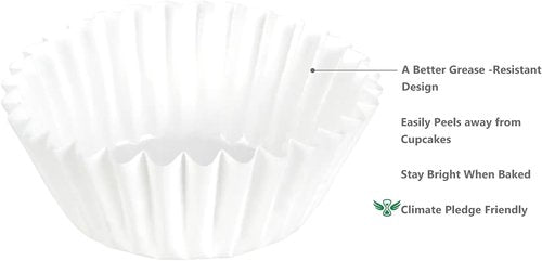 Caperci Heavy Duty Cupcake Liners - 150 Count Grease-Resistant White Baking Cups | Odorless & Easy Peel