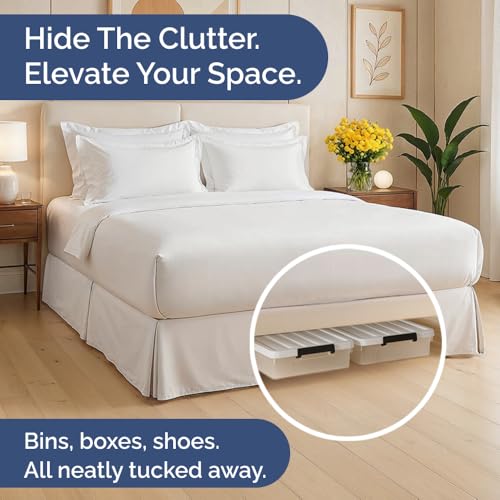 King Size Pleated Bed Skirt - 15 Inch Drop Soft Microfiber Dust Ruffle, White