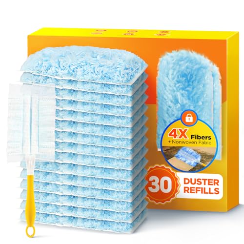 Disposable Duster Refills with Handle - 30 Pack Microfiber Cleaning Kit
