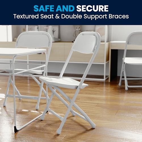 White Kids Folding Chairs Set of 10 for Classroom & Events | Flash Furniture Timmy