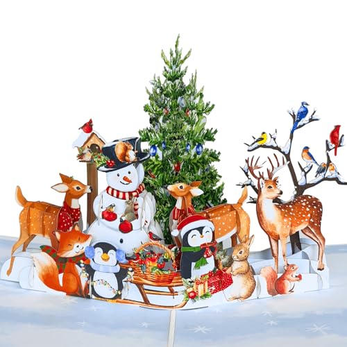 HEARTAGS 3D Pop Up Christmas Card - Snowman Holiday Greeting Card