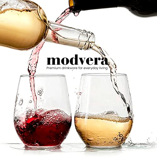 18oz Stemless Wine Glasses - Set of 6 Durable Crystal-Clear Drinkware
