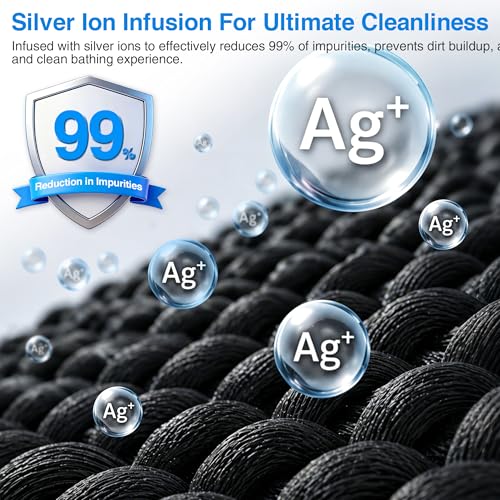 Vzvvzp Silver Ion Infused Exfoliating Bath Towel Black 45-inch Large