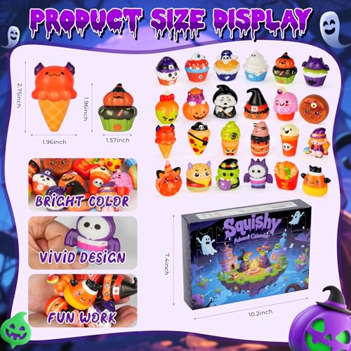 Halloween Squishy Advent Calendar with 24 Pcs Slow Rising Squeeze Toys