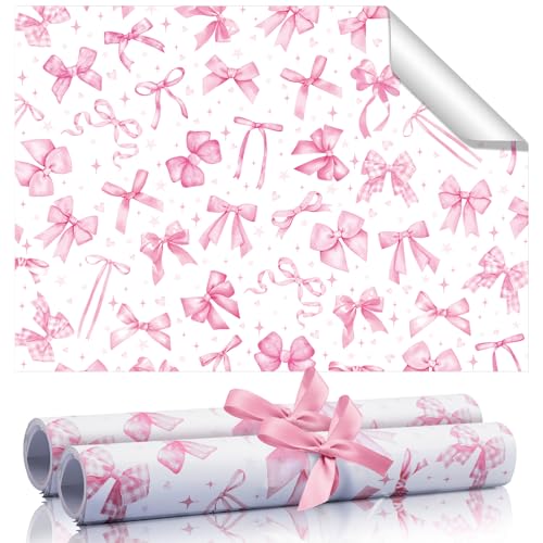 20 Sheet Scented Drawer Liners, Pink Bow Print Shelf Paper for Dresser Closet
