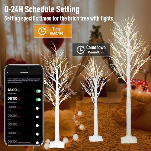 Aoycocr Lighted Birch Trees Set 4FT, 5FT, 6FT with App Control & 18 Modes