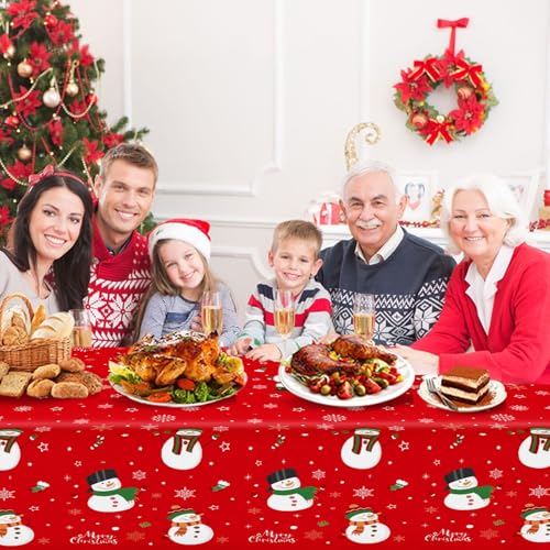 Sundonix Christmas Table Cloth Rectangle 3 Pack - Disposable Plastic Holiday Cover 54x108 Inches - Variation 2