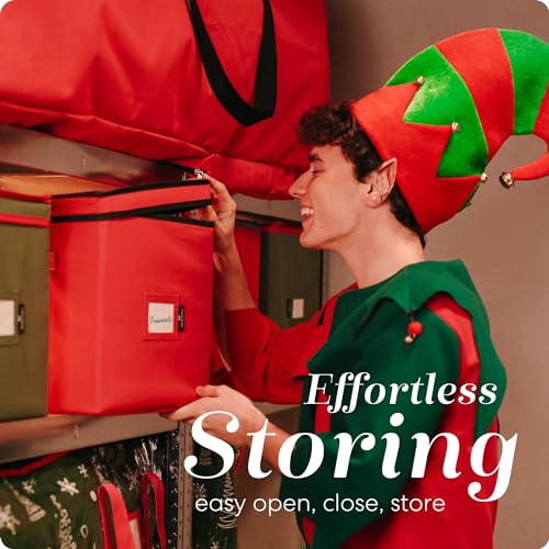 Christmas Ornament Storage Box with Adjustable Dividers and 64 Capacity
