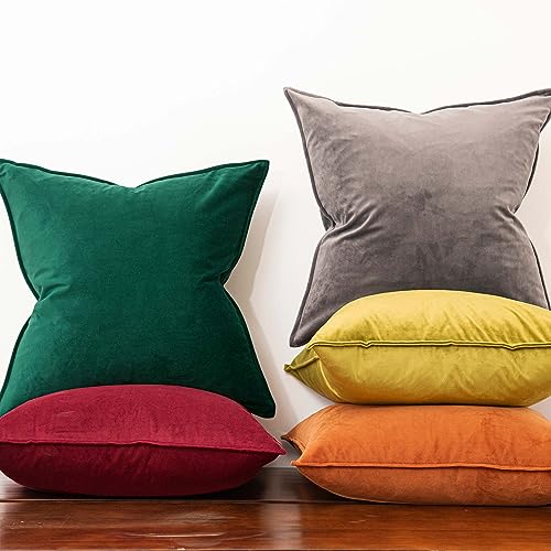 JUSPURBET 28x28 Dark Green Velvet Throw Pillow Covers Set of 2 – Soft & Cozy Home Decor