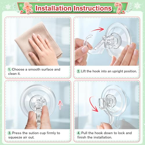 VIS'V Heavy Duty Suction Wreath Hanger, 22 LB Clear, 2 Pcs
