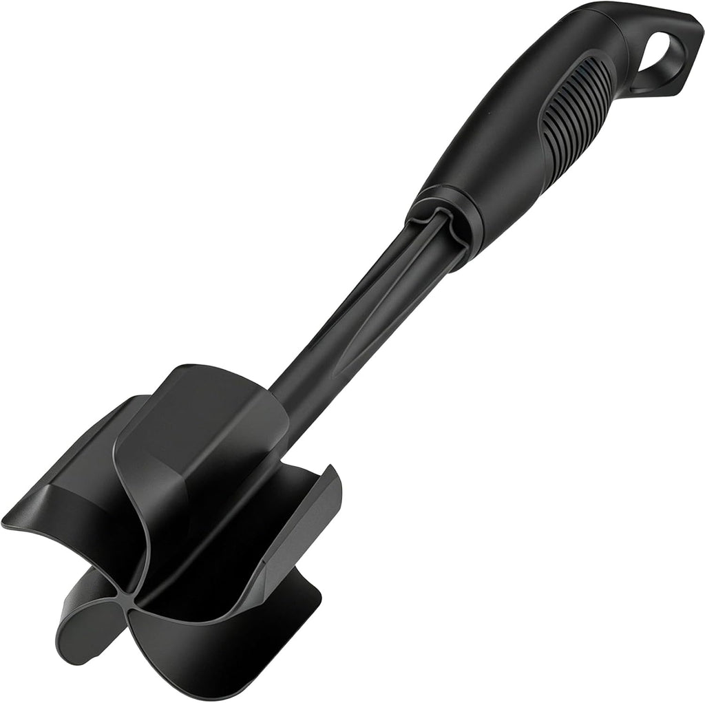Ourokhome Meat Chopper - Heat Resistant Nylon Potato Masher with 5 Curved Blades | Nonstick Kitchen Tool, Black