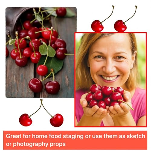 50 Pieces Artificial Cherries for Home Decor and Party Favors