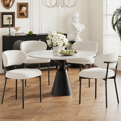 Upholstered Dining Chairs Set of 4, Modern Kitchen Chairs with Metal Legs