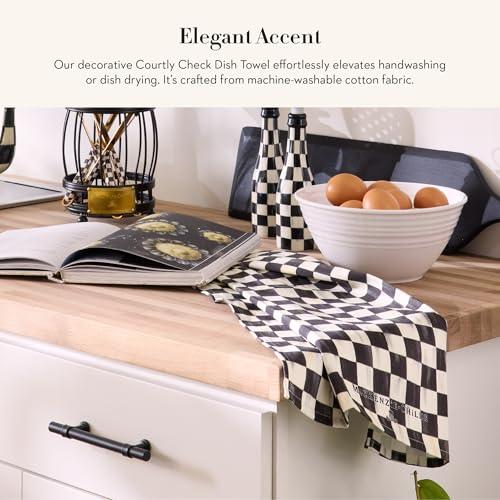 Black and White Checkered Cotton Kitchen Dish Towel, 18" x 26"