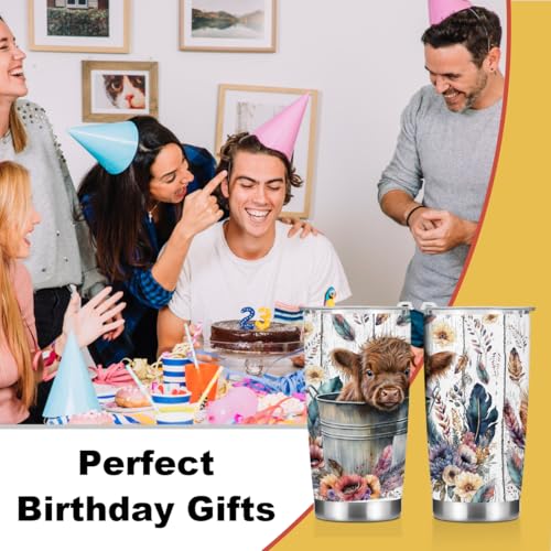 Jealance Cow Print Tumbler 20oz Vacuum-Insulated Cup with Lid – Western Decor Gift
