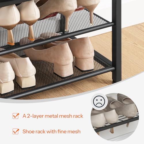 3-Tier Shoe Storage Bench with Padded PU Leather Seat, Entryway Shoe Rack