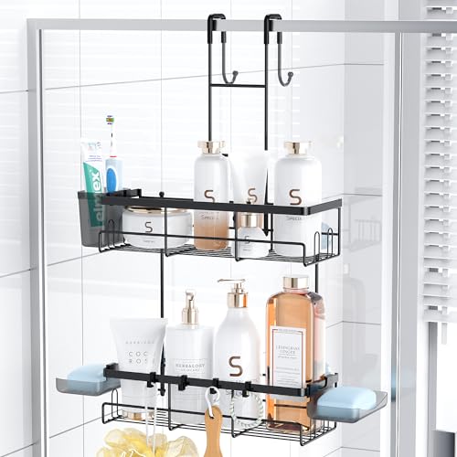 Over the Door Shower Caddy Hanging Rustproof Organizer with Hooks
