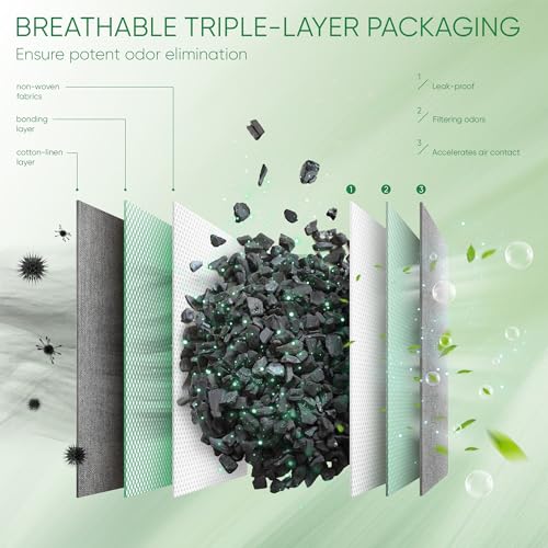 Activated Bamboo Charcoal Air Purifying Bags - 6 Pack Shoe Odor Absorber