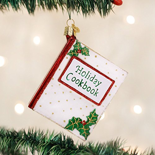 Christmas Cookbook Tree Ornament - Holiday Hand-Painted Glass Decoration (Variation of THIS listing)