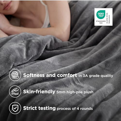 Bedsure GentleSoft Twin XL Fleece Blanket - Soft Warm Grey Throw (66"x90")