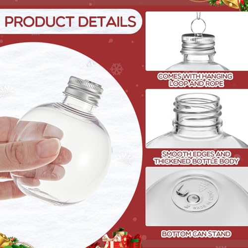 Baquler 24 Pcs 6oz Fillable Christmas Wine Ball Ornaments - Silver (Silver Lid, 24)