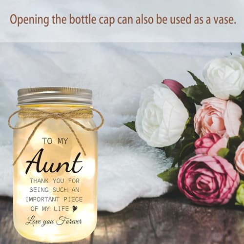 Aunt Gifts from Niece - Mason Jar Night Lights for Christmas Wedding and Birthday Desk Decorations Present Mother's Day Gifts Best Aunt Ever Gifts