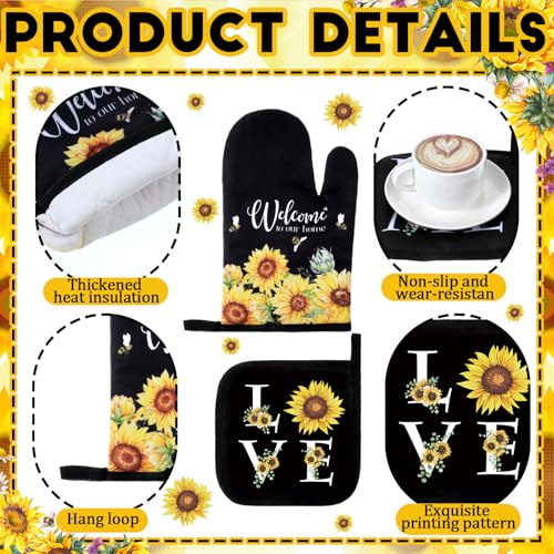 10-Piece Sunflower Kitchen Decor Set: Towels, Rugs, Oven Mitts & Pot Holders