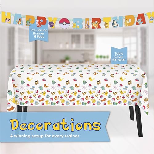 Pokemon Birthday Party Decorations Kit with Banner & Tablecloth