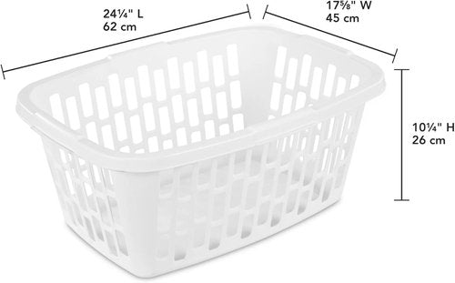 6 Pack Rectangular Plastic Laundry Basket by [Brand Name] - Ventilated, Stackable & Portable, White