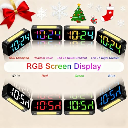 Loud Digital Alarm Clock for Heavy Sleepers with RGB Night Light & Large Display