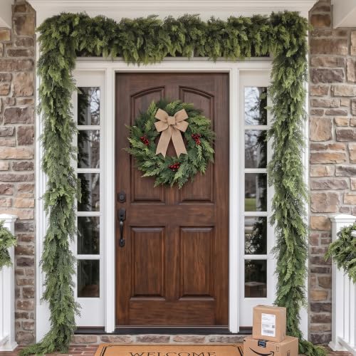 Lylyfan 9FT Artificial Cedar Garland 300 Branches – Full, Real-Look Christmas Decor