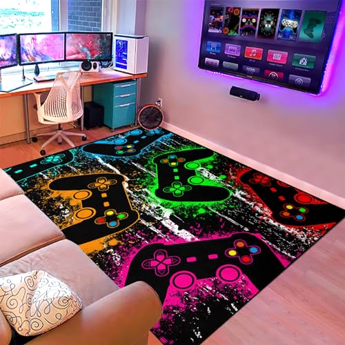 Gaming Area Rug for Bedroom, 2'x3' Soft Polyester Floor Carpet for Gamers