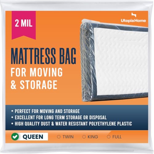 Utopia Home Queen Mattress Bag for Moving & Storage - 2 Mil Plastic Cover