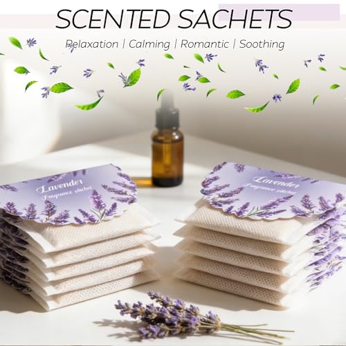 18 Pack Lavender Scented Sachets for Closets, Drawers, and Car Air Freshener