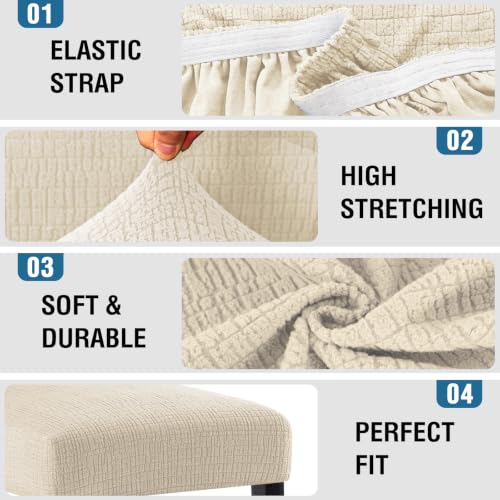 100% Waterproof Stretch Barstool Slipcovers Set of 4 - Ivory