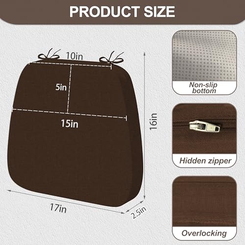 6-Pack Waterproof Dining Chair Cushions, 17x16 Inch Thick Foam Seat Pads