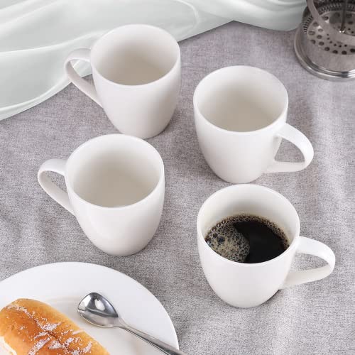 Mfacoy 16oz White Coffee Mug Set of 4 with 4 x 4.25 Inch Handles - Ceramic Drinkware