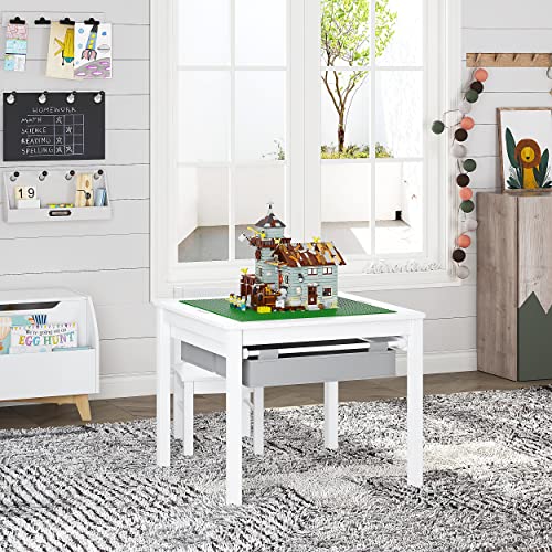 2-in-1 Kids Activity Table with Storage Drawers and Reversible Top