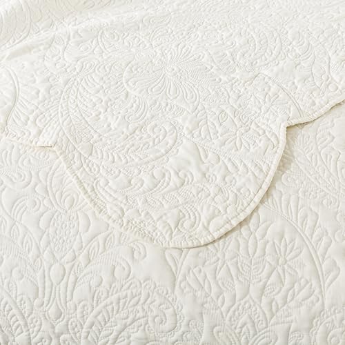 HoneiLife Oversized Queen Quilt Set - 3-Piece Lightweight Bedspread (Beige)