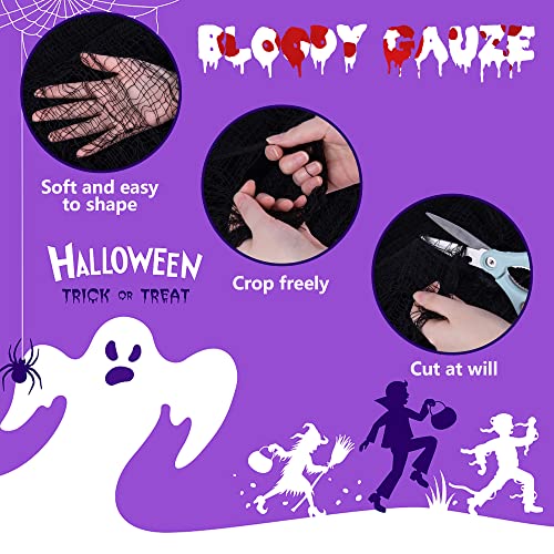 Halloween Black Creepy Cloth Gauze (500" x 39") - Haunted House Decor