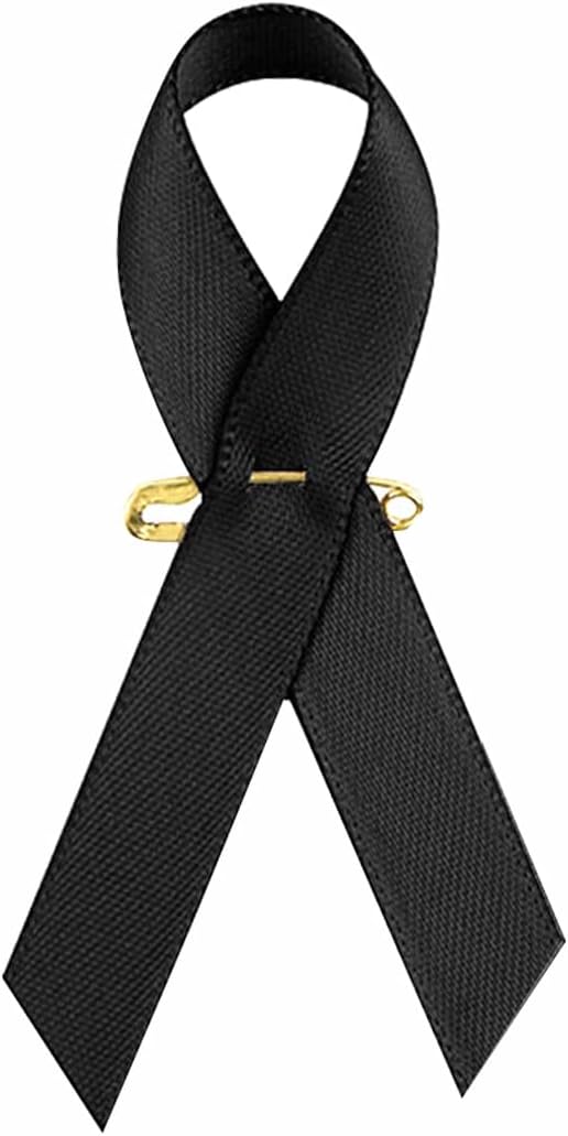 Skiennix Black Satin Awareness Pins - 100pcs Melanoma & Skin Cancer Remembrance Brooches