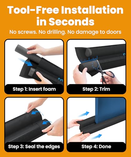Double-Sided Door Draft Stopper - Under Door Seal Strip (Fits 30"-36")