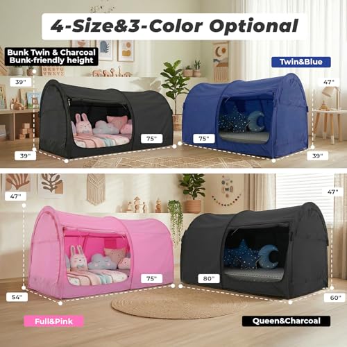 Pop-Up Bed Tent Twin Size - Indoor Privacy Sleeping Canopy & Curtains