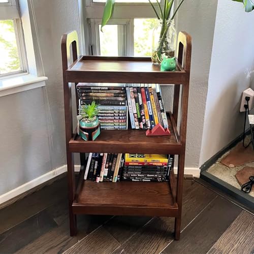 Walnut Solid Wood Ladder Shelf 3-Tier Bookcase Storage Display Stand