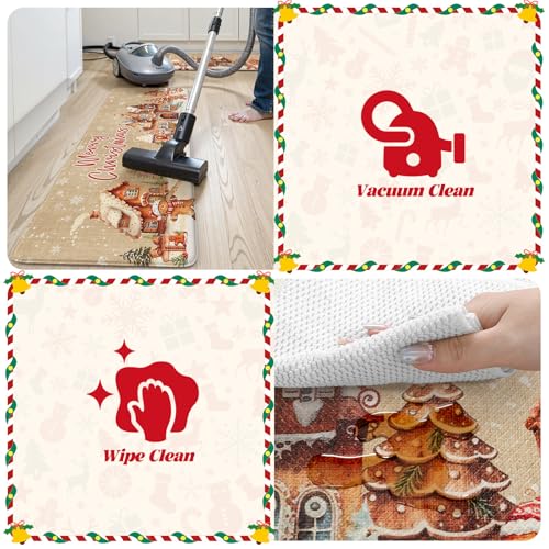 2-Piece Christmas Gingerbread House Anti-Fatigue Kitchen Standing Mat Set